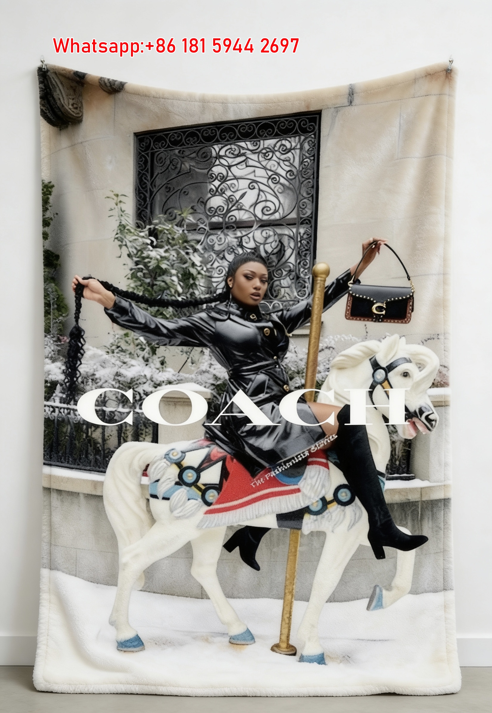 Coach Carousel Print Flannel Sofa Throw Blanket C249